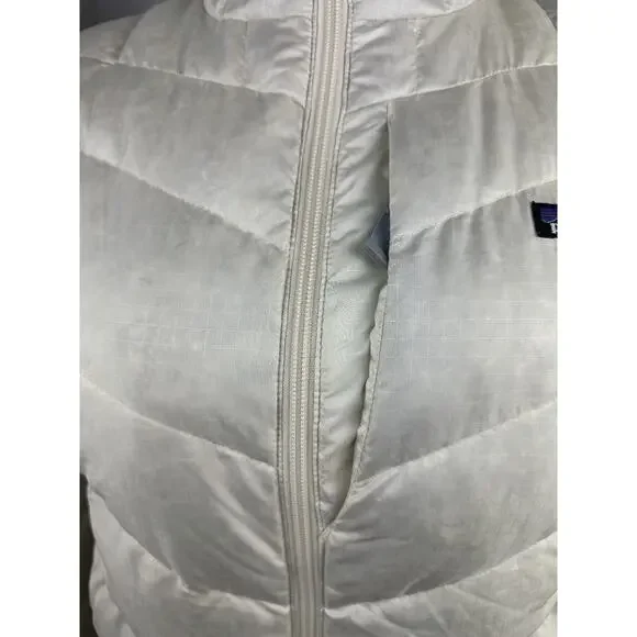 Patagonia Pipe Down Puffer Goose Insulated Coat Off White Women's Medium *Flawed - Picture 4 of 16